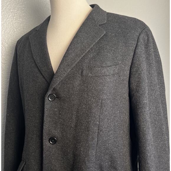 Uniqlo Men’s Chesterfield Overcoat Wool Cashmere Blend XL Dark Gray Full Length - Picture 9 of 10